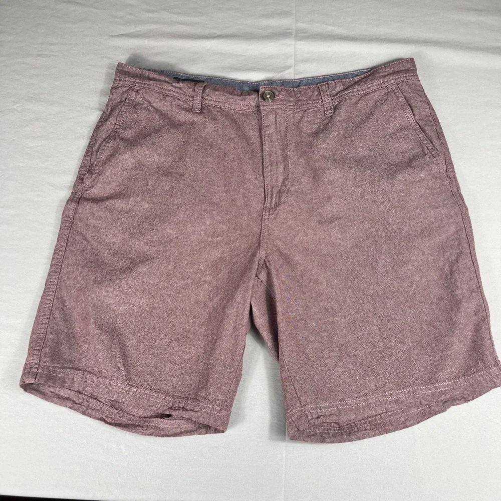 14th and Union Mens Pink/Burgandy Cotton Slim Fit Cotton Shorts Size 36